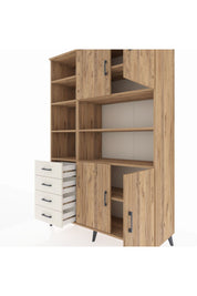 Hyperion Dolap 9 Raflı 4 Çekmeceli 4 Kapaklı 132x44x195 Çam-Çam/Aytaşı