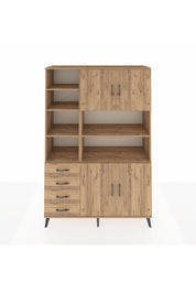 Hyperion Dolap 9 Raflı 4 Çekmeceli 4 Kapaklı 132x44x195 Çam-Çam/Çam