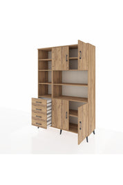 Hyperion Dolap 9 Raflı 4 Çekmeceli 4 Kapaklı 132x44x195 Çam-Çam/Çam