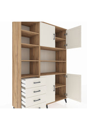 Hyperion Dolap 9 Raflı 4 Çekmeceli 4 Kapaklı 132x44x195 Çam-Aytaşı/Aytaşı