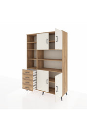 Hyperion Dolap 9 Raflı 4 Çekmeceli 4 Kapaklı 132x44x195 Çam-Aytaşı/Çam
