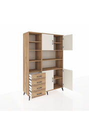 Hyperion Dolap 9 Raflı 4 Çekmeceli 4 Kapaklı 132x44x195 Çam-Aytaşı/Çam