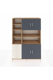 Hyperion Dolap 9 Raflı 4 Çekmeceli 4 Kapaklı 132x44x195 Çam-Antrasit/Aytaşı