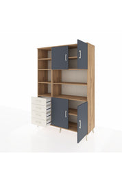 Hyperion Dolap 9 Raflı 4 Çekmeceli 4 Kapaklı 132x44x195 Çam-Antrasit/Aytaşı