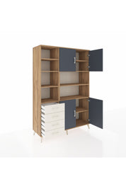 Hyperion Dolap 9 Raflı 4 Çekmeceli 4 Kapaklı 132x44x195 Çam-Antrasit/Aytaşı