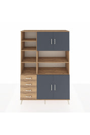 Hyperion Dolap 9 Raflı 4 Çekmeceli 4 Kapaklı 132x44x195 Çam-Antrasit/Çam