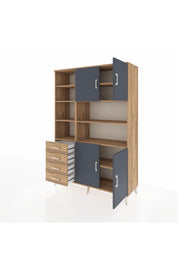 Hyperion Dolap 9 Raflı 4 Çekmeceli 4 Kapaklı 132x44x195 Çam-Antrasit/Çam