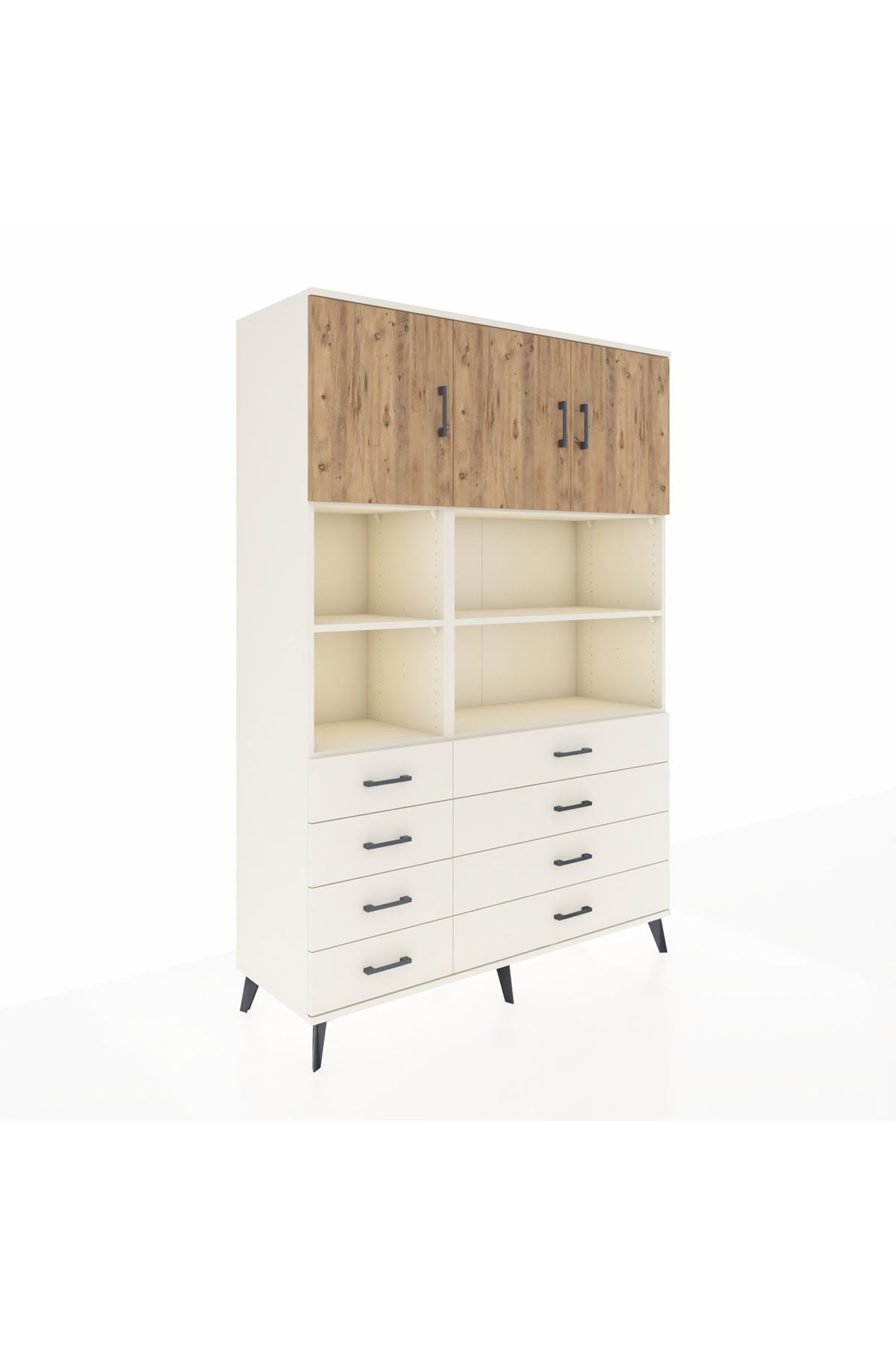 Hyperion Dolap 8 Raflı 8 Çekmeceli 3 Kapaklı 132x44x195 Aytaşı-Çam/Aytaşı