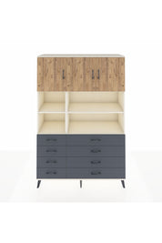 Hyperion Dolap 8 Raflı 8 Çekmeceli 3 Kapaklı 132x44x195 Aytaşı-Çam/Antrasit