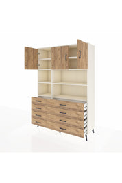 Hyperion Dolap 8 Raflı 8 Çekmeceli 3 Kapaklı 132x44x195 Aytaşı-Çam/Çam