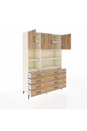 Hyperion Dolap 8 Raflı 8 Çekmeceli 3 Kapaklı 132x44x195 Aytaşı-Çam/Çam