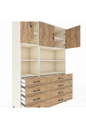 Hyperion Dolap 8 Raflı 8 Çekmeceli 3 Kapaklı 132x44x195 Aytaşı-Çam/Çam