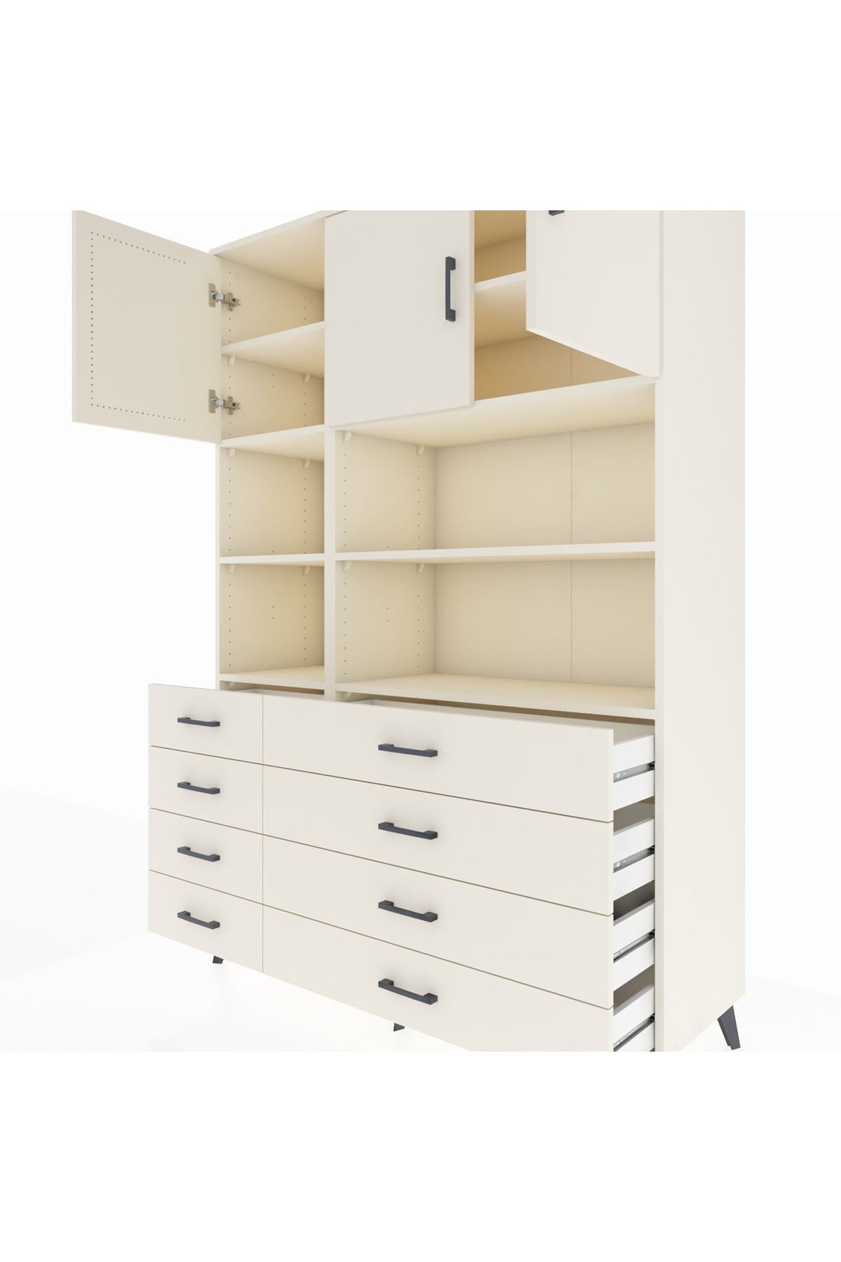 Hyperion Dolap 8 Raflı 8 Çekmeceli 3 Kapaklı 132x44x195 Aytaşı-Aytaşı/Aytaşı