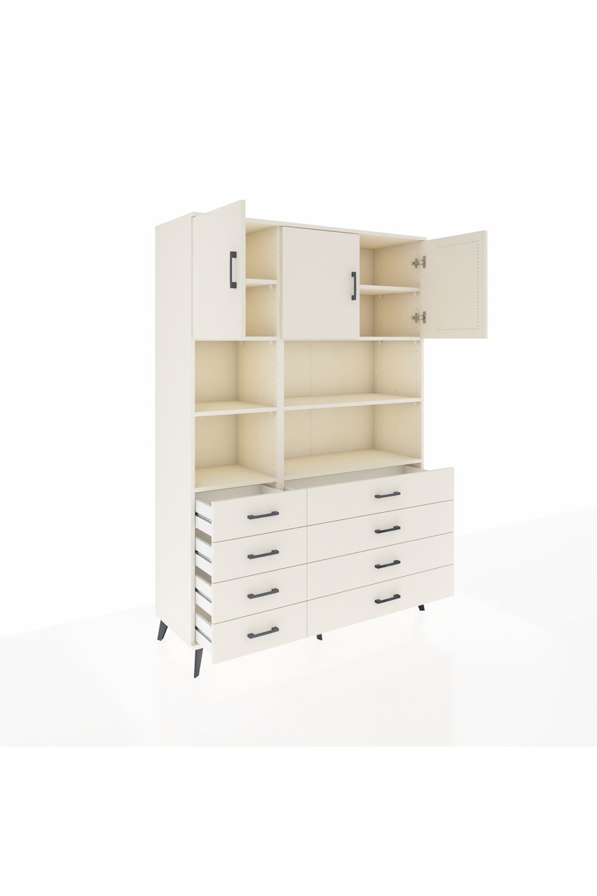 Hyperion Dolap 8 Raflı 8 Çekmeceli 3 Kapaklı 132x44x195 Aytaşı-Aytaşı/Aytaşı