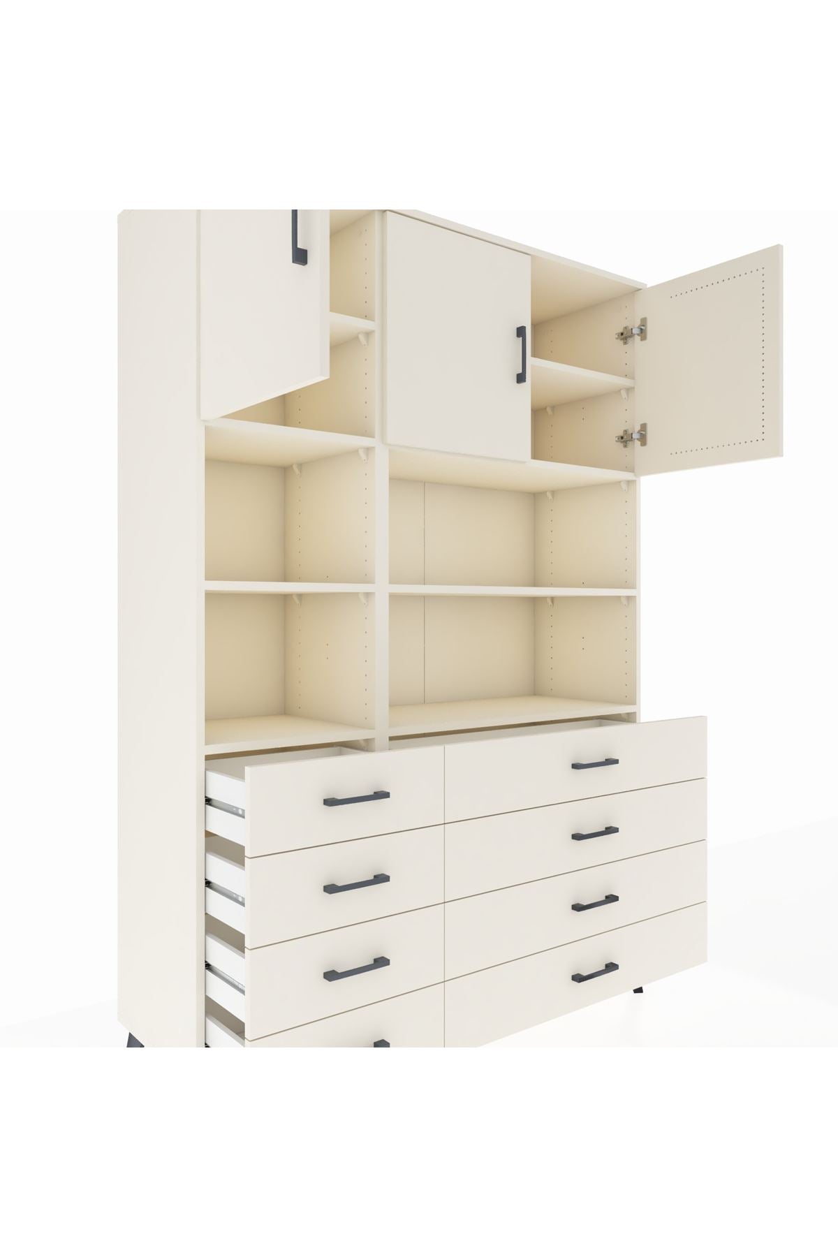 Hyperion Dolap 8 Raflı 8 Çekmeceli 3 Kapaklı 132x44x195 Aytaşı-Aytaşı/Aytaşı