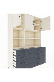 Hyperion Dolap 8 Raflı 8 Çekmeceli 3 Kapaklı 132x44x195 Aytaşı-Aytaşı/Antrasit