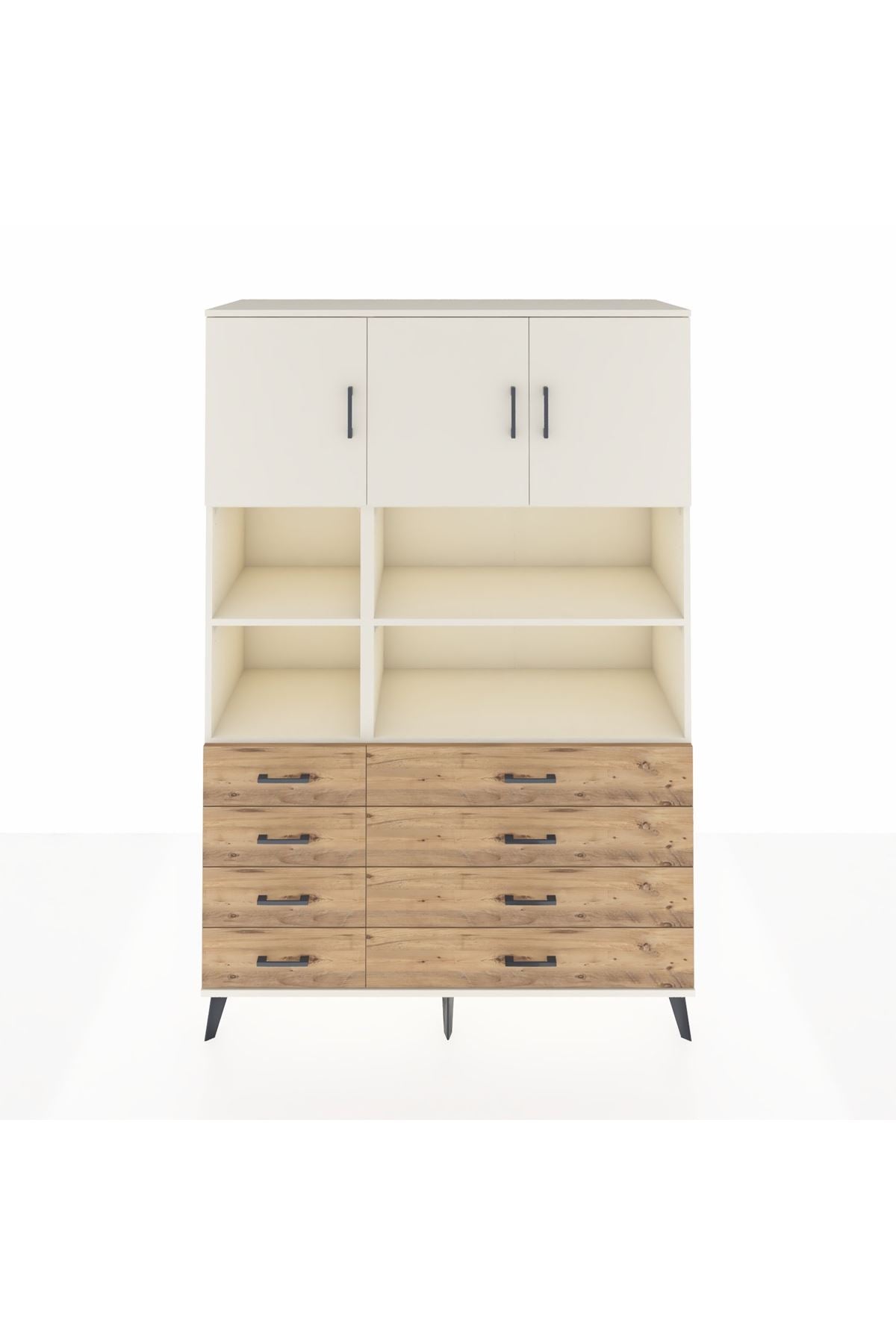 Hyperion Dolap 8 Raflı 8 Çekmeceli 3 Kapaklı 132x44x195 Aytaşı-Aytaşı/Çam