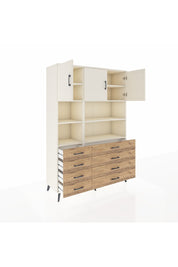 Hyperion Dolap 8 Raflı 8 Çekmeceli 3 Kapaklı 132x44x195 Aytaşı-Aytaşı/Çam