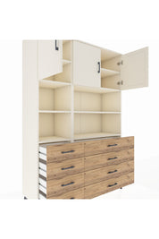 Hyperion Dolap 8 Raflı 8 Çekmeceli 3 Kapaklı 132x44x195 Aytaşı-Aytaşı/Çam