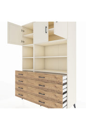 Hyperion Dolap 8 Raflı 8 Çekmeceli 3 Kapaklı 132x44x195 Aytaşı-Aytaşı/Çam