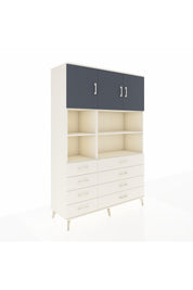 Hyperion Dolap 8 Raflı 8 Çekmeceli 3 Kapaklı 132x44x195 Aytaşı-Antrasit/Aytaşı