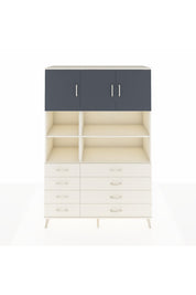 Hyperion Dolap 8 Raflı 8 Çekmeceli 3 Kapaklı 132x44x195 Aytaşı-Antrasit/Aytaşı