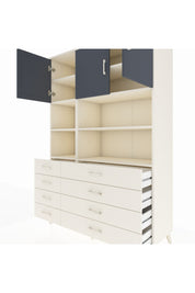 Hyperion Dolap 8 Raflı 8 Çekmeceli 3 Kapaklı 132x44x195 Aytaşı-Antrasit/Aytaşı