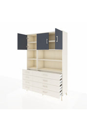 Hyperion Dolap 8 Raflı 8 Çekmeceli 3 Kapaklı 132x44x195 Aytaşı-Antrasit/Aytaşı