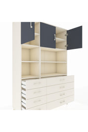 Hyperion Dolap 8 Raflı 8 Çekmeceli 3 Kapaklı 132x44x195 Aytaşı-Antrasit/Aytaşı