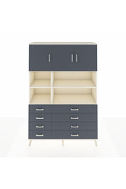 Hyperion Dolap 8 Raflı 8 Çekmeceli 3 Kapaklı 132x44x195 Aytaşı-Antrasit/Antrasit