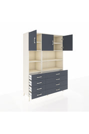 Hyperion Dolap 8 Raflı 8 Çekmeceli 3 Kapaklı 132x44x195 Aytaşı-Antrasit/Antrasit