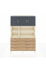 Hyperion Dolap 8 Raflı 8 Çekmeceli 3 Kapaklı 132x44x195 Aytaşı-Antrasit/Çam