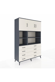 Hyperion Dolap 8 Raflı 8 Çekmeceli 3 Kapaklı 132x44x195 Antrasit-Aytaşı/Aytaşı