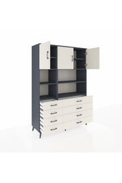 Hyperion Dolap 8 Raflı 8 Çekmeceli 3 Kapaklı 132x44x195 Antrasit-Aytaşı/Aytaşı