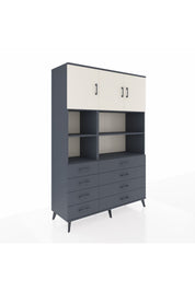 Hyperion Dolap 8 Raflı 8 Çekmeceli 3 Kapaklı 132x44x195 Antrasit-Aytaşı/Antrasit