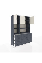 Hyperion Dolap 8 Raflı 8 Çekmeceli 3 Kapaklı 132x44x195 Antrasit-Aytaşı/Antrasit