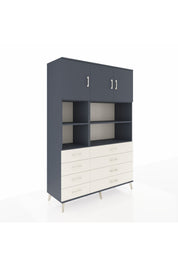 Hyperion Dolap 8 Raflı 8 Çekmeceli 3 Kapaklı 132x44x195 Antrasit-Antrasit/Aytaşı