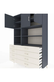 Hyperion Dolap 8 Raflı 8 Çekmeceli 3 Kapaklı 132x44x195 Antrasit-Antrasit/Aytaşı