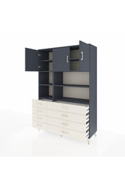 Hyperion Dolap 8 Raflı 8 Çekmeceli 3 Kapaklı 132x44x195 Antrasit-Antrasit/Aytaşı