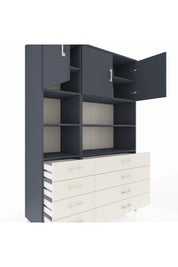 Hyperion Dolap 8 Raflı 8 Çekmeceli 3 Kapaklı 132x44x195 Antrasit-Antrasit/Aytaşı
