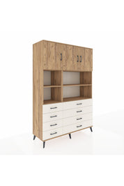 Hyperion Dolap 8 Raflı 8 Çekmeceli 3 Kapaklı 132x44x195 Çam-Çam/Aytaşı