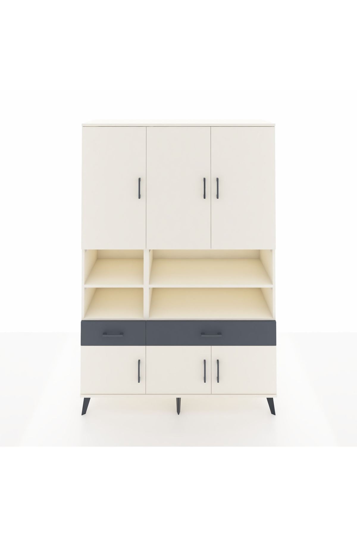 Hyperion Dolap 8 Raflı 2 Çekmeceli 6 Kapaklı 132x44x195 Aytaşı-Aytaşı/Antrasit