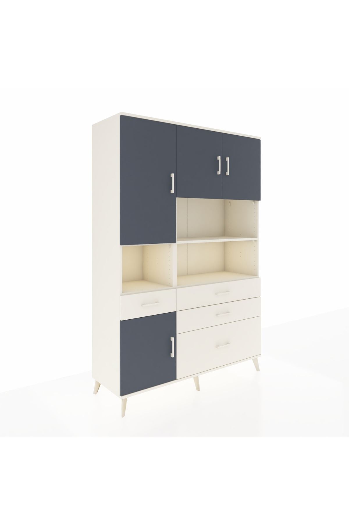 Hyperion Dolap 9 Raflı 4 Çekmeceli 4 Kapaklı 132x44x195 Aytaşı-Antrasit/Aytaşı