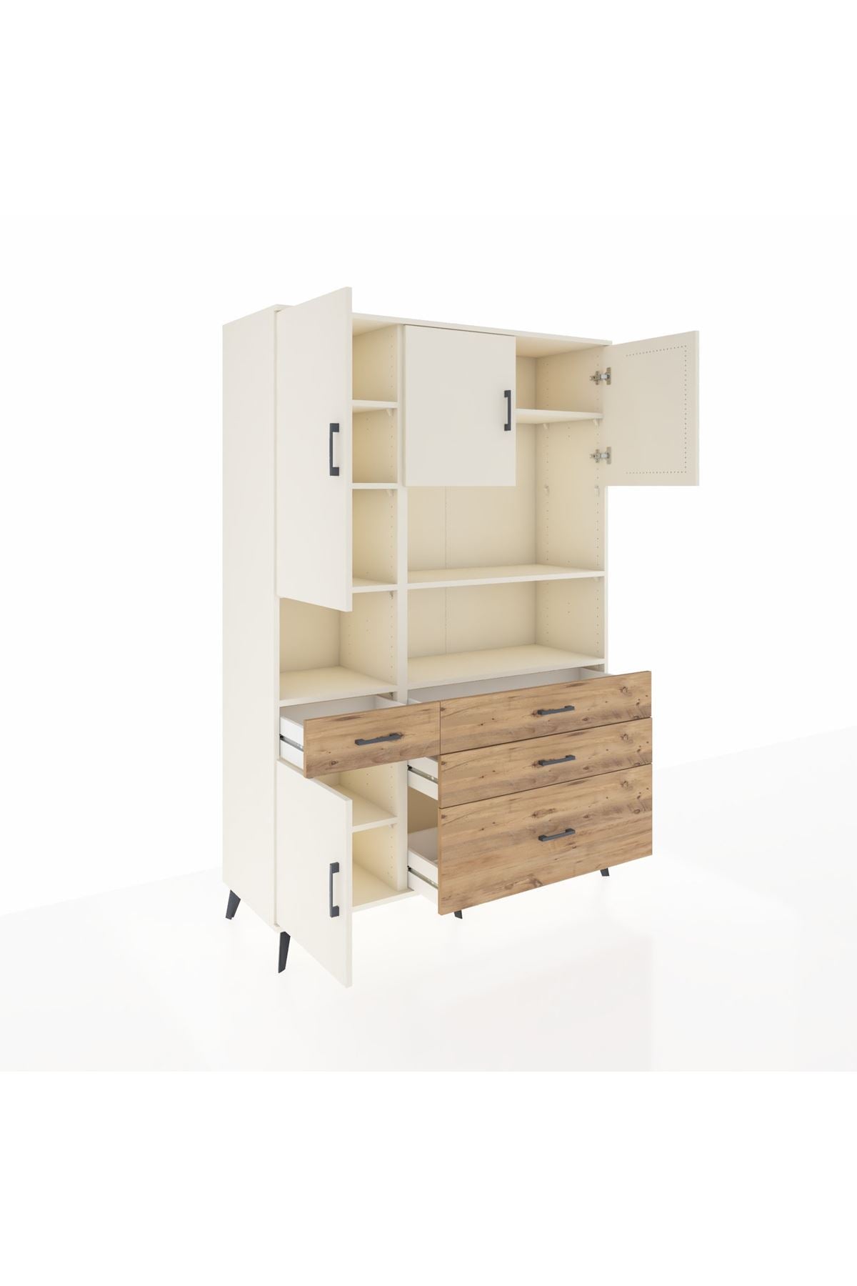 Hyperion Dolap 9 Raflı 4 Çekmeceli 4 Kapaklı 132x44x195 Aytaşı-Aytaşı/Çam