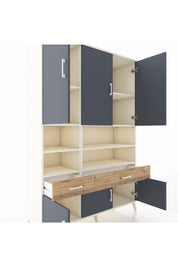 Hyperion Dolap 8 Raflı 2 Çekmeceli 6 Kapaklı 132x44x195 Aytaşı-Antrasit/Çam