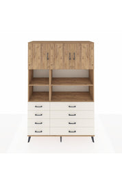 Hyperion Dolap 8 Raflı 8 Çekmeceli 3 Kapaklı 132x44x195 Çam-Çam/Aytaşı