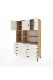 Hyperion Dolap 8 Raflı 8 Çekmeceli 3 Kapaklı 132x44x195 Çam-Aytaşı/Aytaşı
