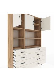 Hyperion Dolap 8 Raflı 8 Çekmeceli 3 Kapaklı 132x44x195 Çam-Aytaşı/Aytaşı