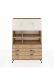 Hyperion Dolap 8 Raflı 8 Çekmeceli 3 Kapaklı 132x44x195 Çam-Aytaşı/Çam