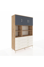 Hyperion Dolap 8 Raflı 8 Çekmeceli 3 Kapaklı 132x44x195 Çam-Antrasit/Aytaşı